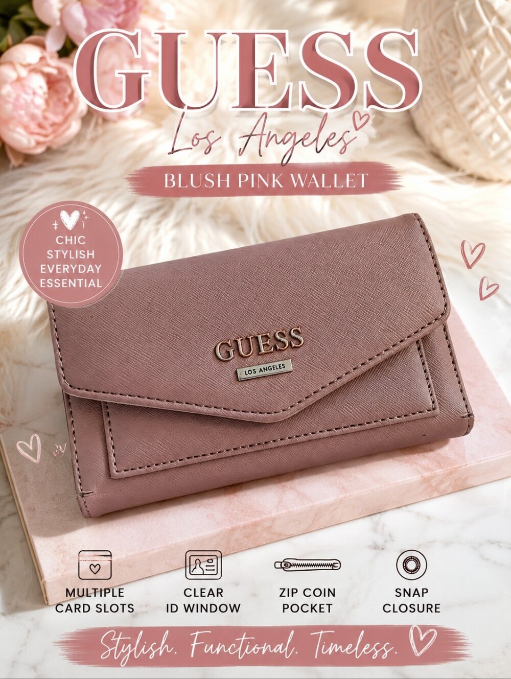 GUESS Blush Pink Envelope Wallet